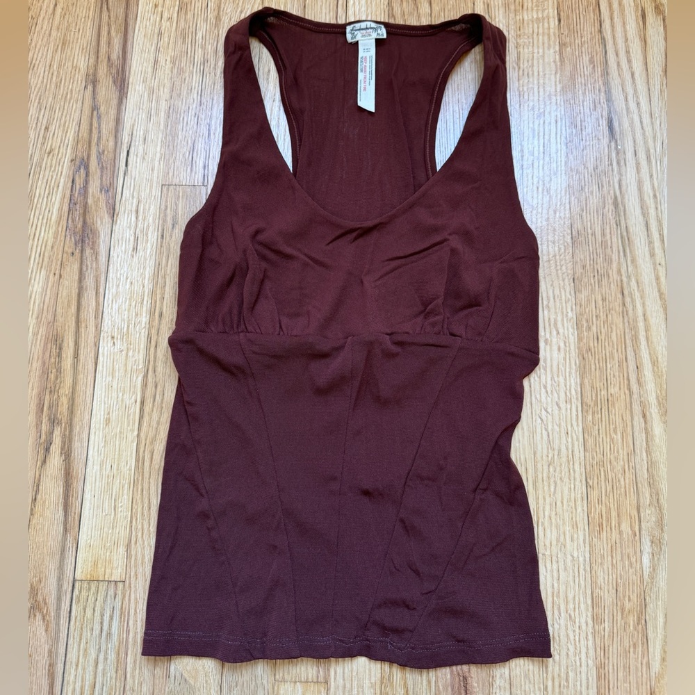 Free People Brown Sheer Corset Tank